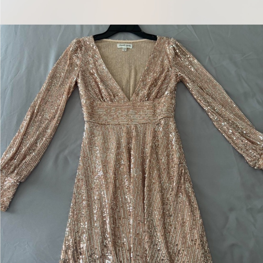 Emerald Sundae Rose Gold Sequin Mini Dress